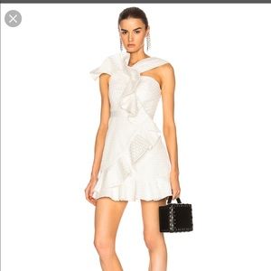 Self-Portrait Asymmetrical White Ruffle Dress